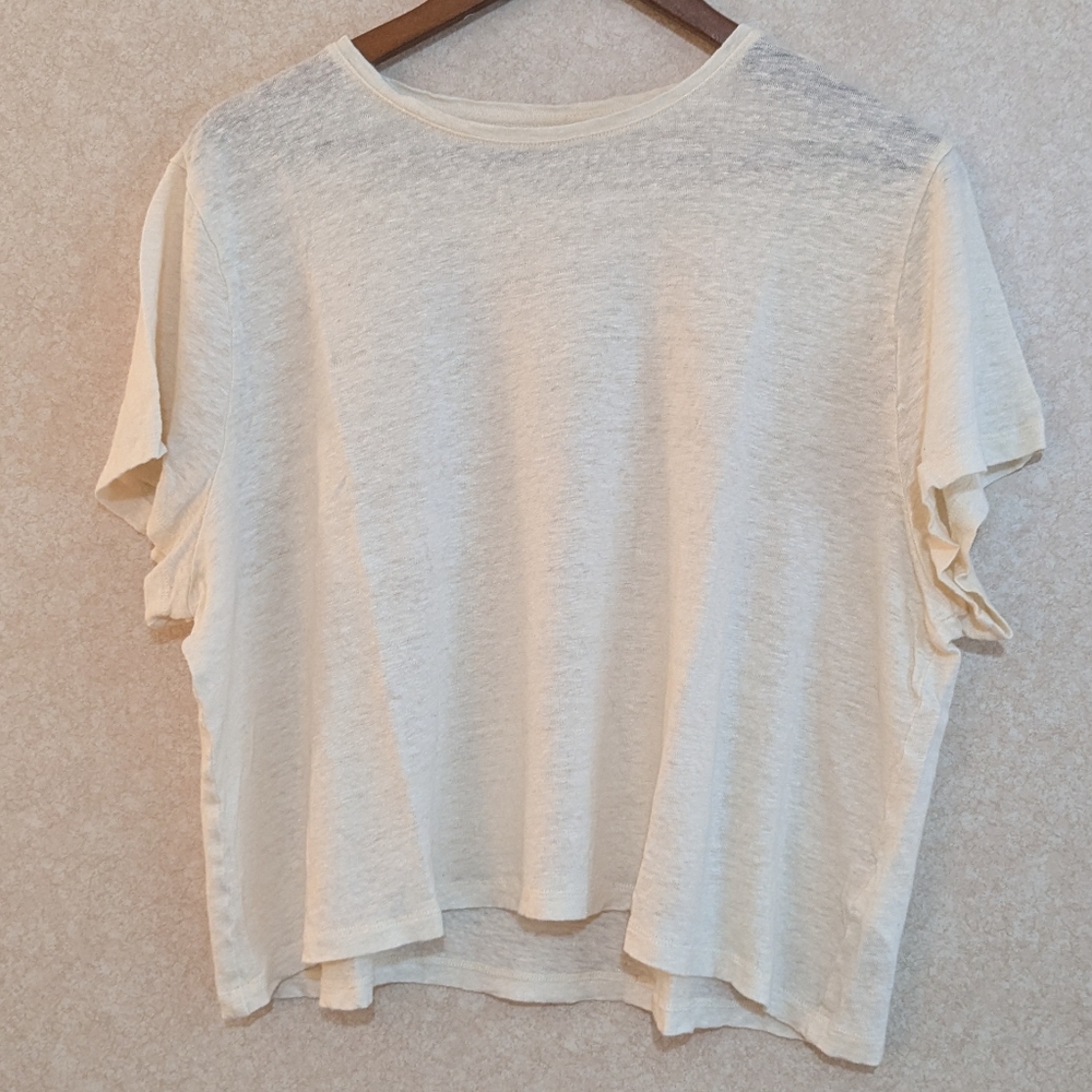 J. Crew Women's Cream Linen Shirt Tee